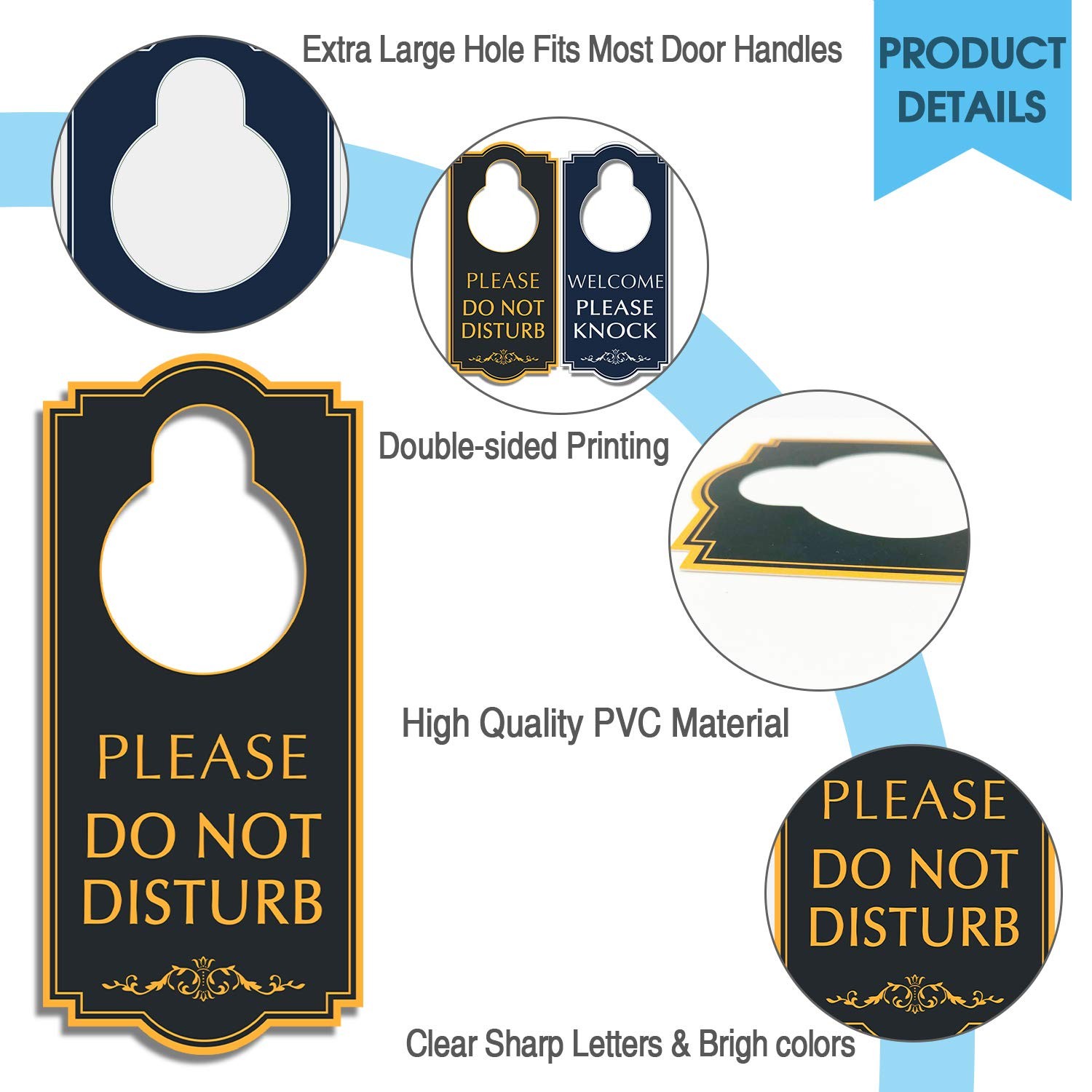 16 PCS Do Not Disturb Door Hanger Welcome Please Knock Sign 4×9 Inch PVC