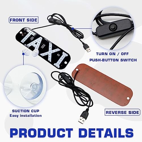 Juren 1pcs Taxi Sign Light USB On/Off Button, Bright Taxi LED Sign, Suction Cup