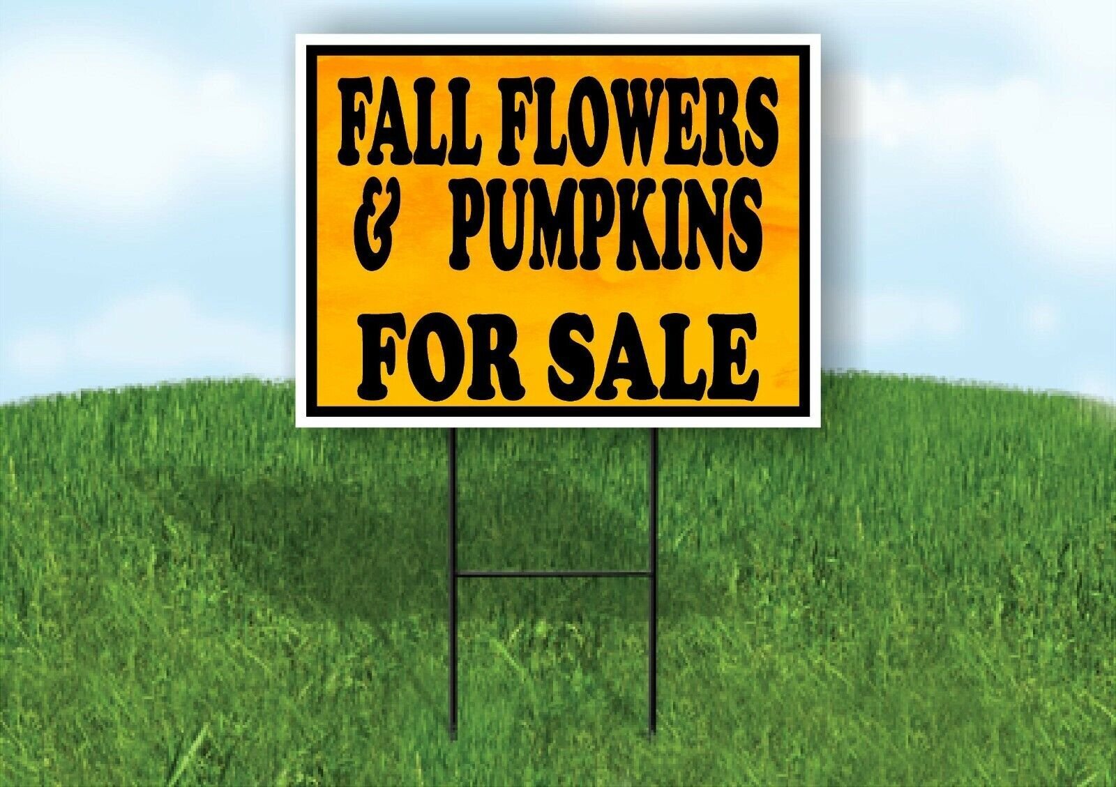 FALL FLOWERS PUMPKINS FOR SALE ORANGE Yard Sign with Stand LAWN SIGN