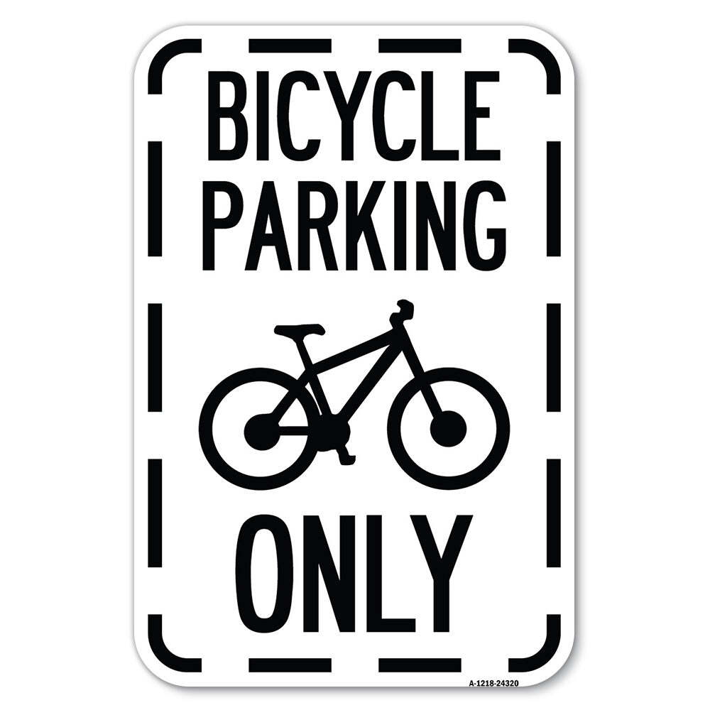 Bicycle Parking Only (With Graphic) Heavy Gauge Aluminum Parking Sign