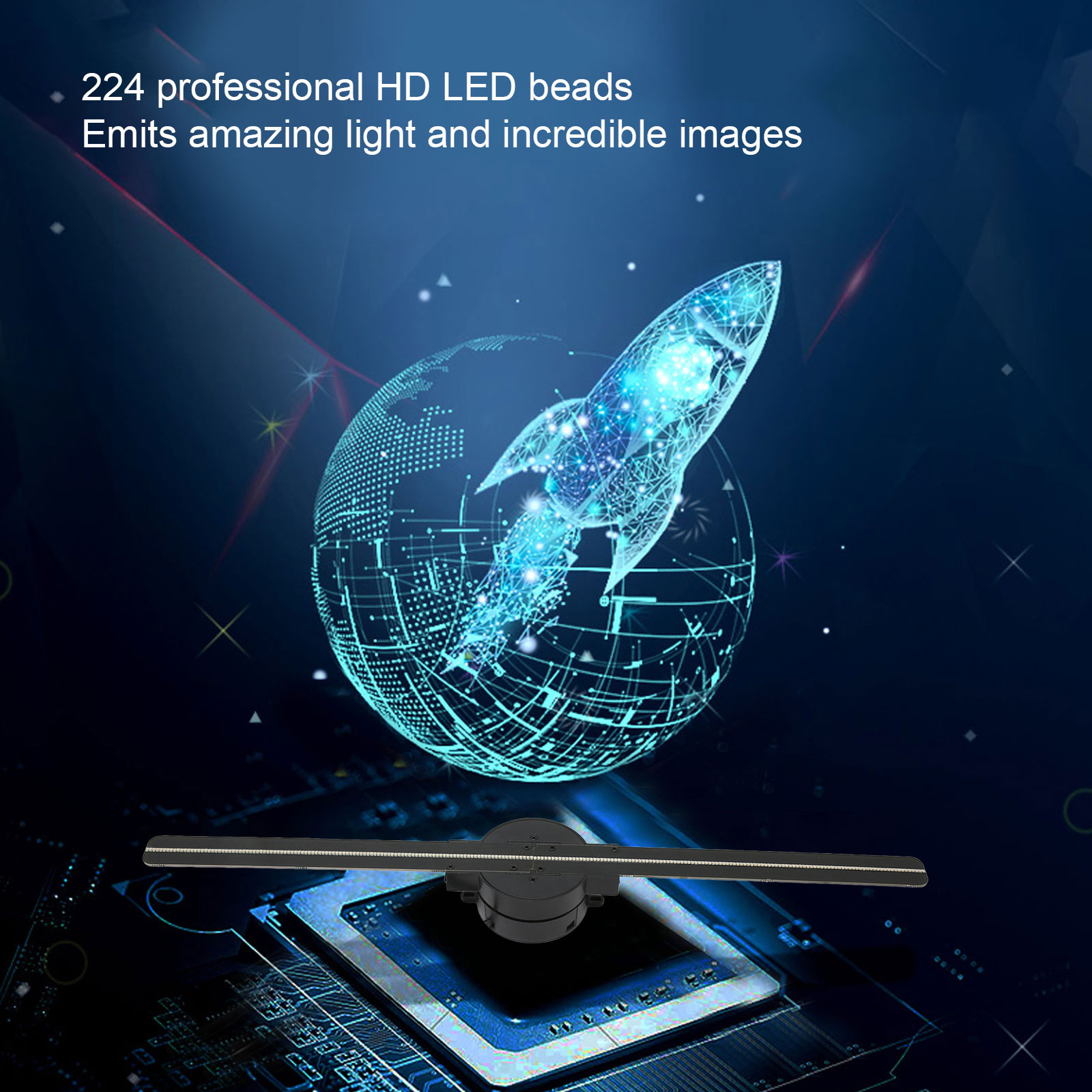 3D Hologram Fan 16.5in WiFi 3D Holographic Projector with 224 LED Light Beads