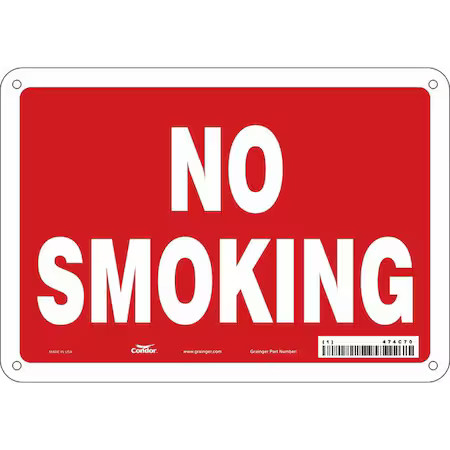 Zoro Select 474C70 No Header, No Smoking, 10 In W X 7 In H, Vertical
