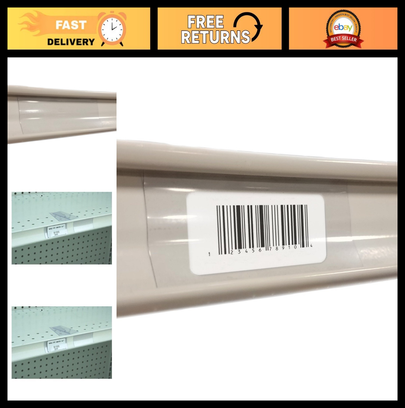 250 Clear Plastic Gondola Shelving Ticket Strips – 2.5″ x 1.25″ Insert Molding