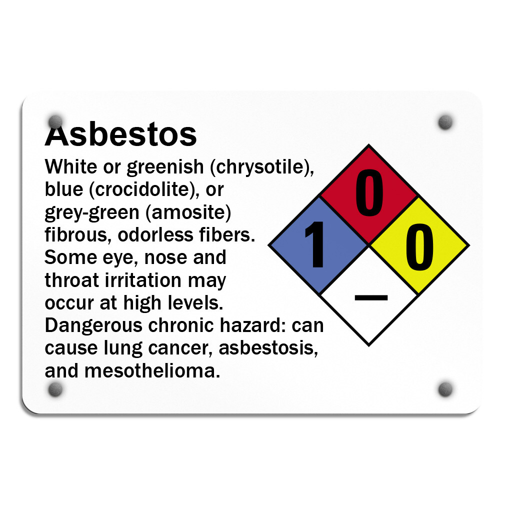 Horizontal Metal Sign Asbestos Dangerous Chronic Hazard Cause Serious Harm Black
