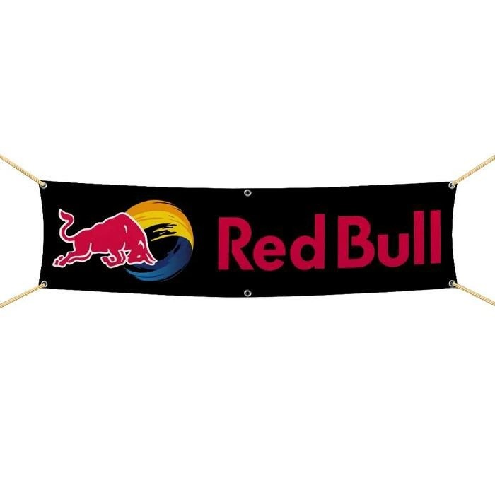 Red Bull Black 170cm x 40cm Tapestry Flag Banner Garage Sign JDM #6203