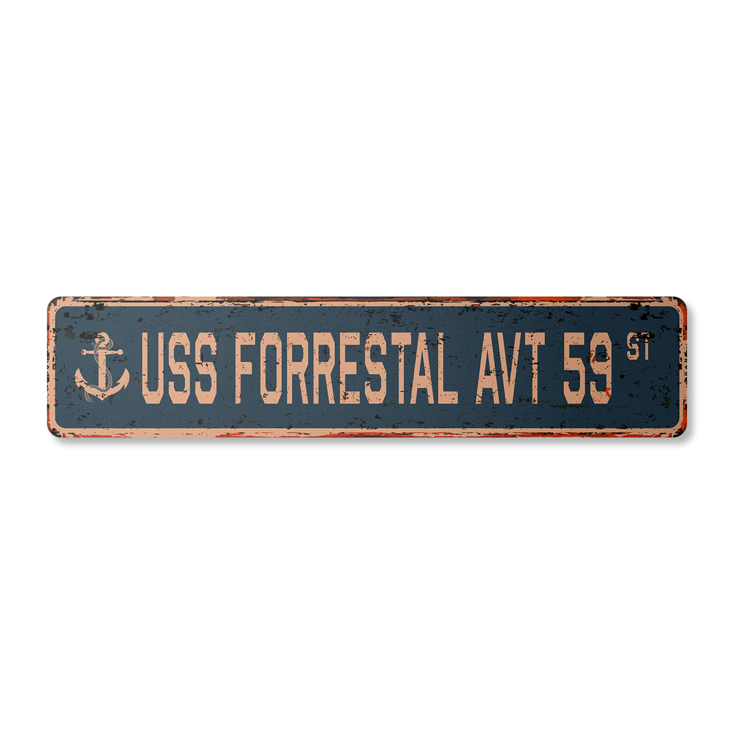 USS FORRESTAL AVT 59 Vintage Street Sign us navy ship veteran sailor rustic gift
