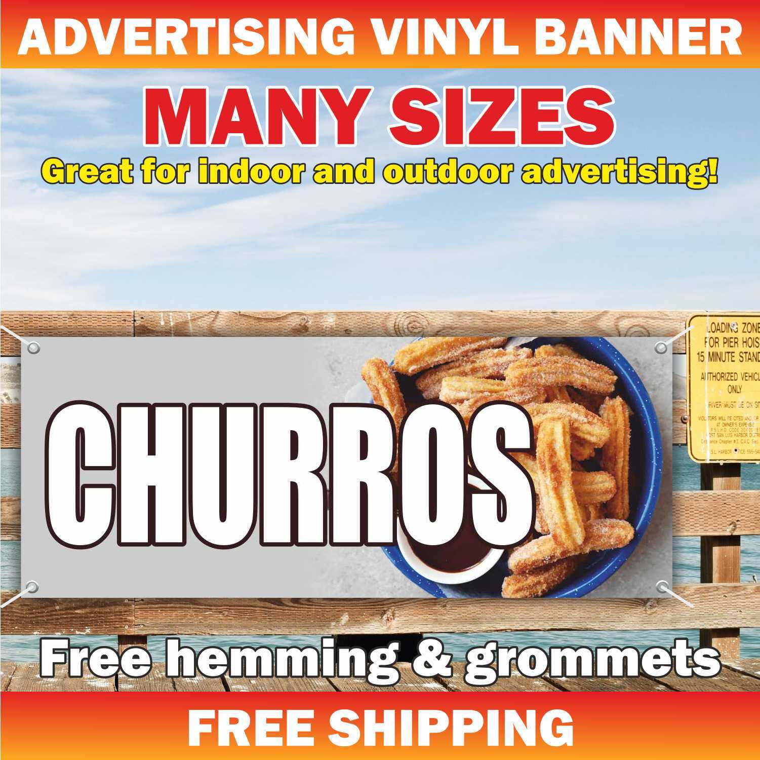 CHURROS Advertising Banner Vinyl Mesh Sign mexican food dessert taco burrito