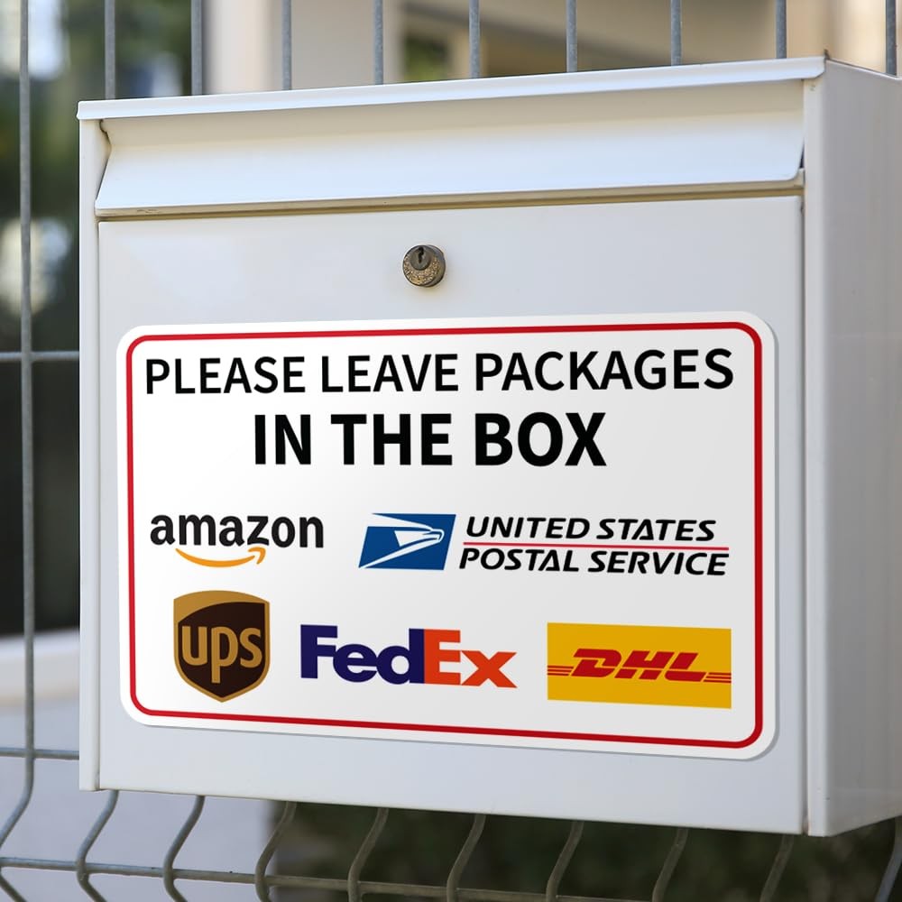 2-Pack Please Leave Packages In The Box Sticker Decal 2-Pack Delivery Sign Wa…