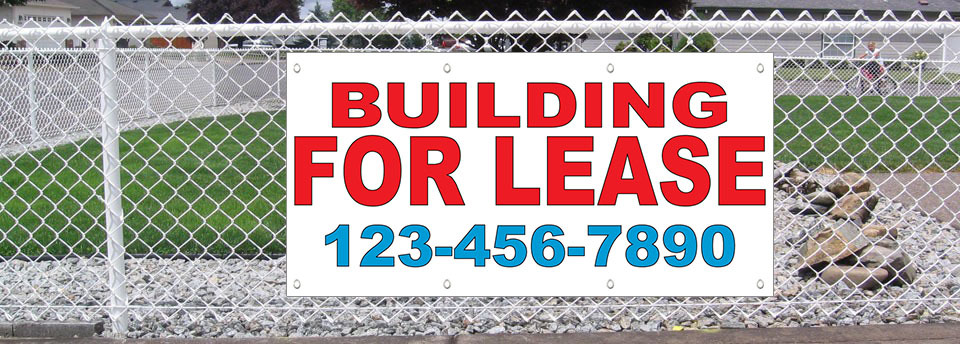 Building For Lease Phone Custom Red Blue Vinyl Banner Sign With Grommets