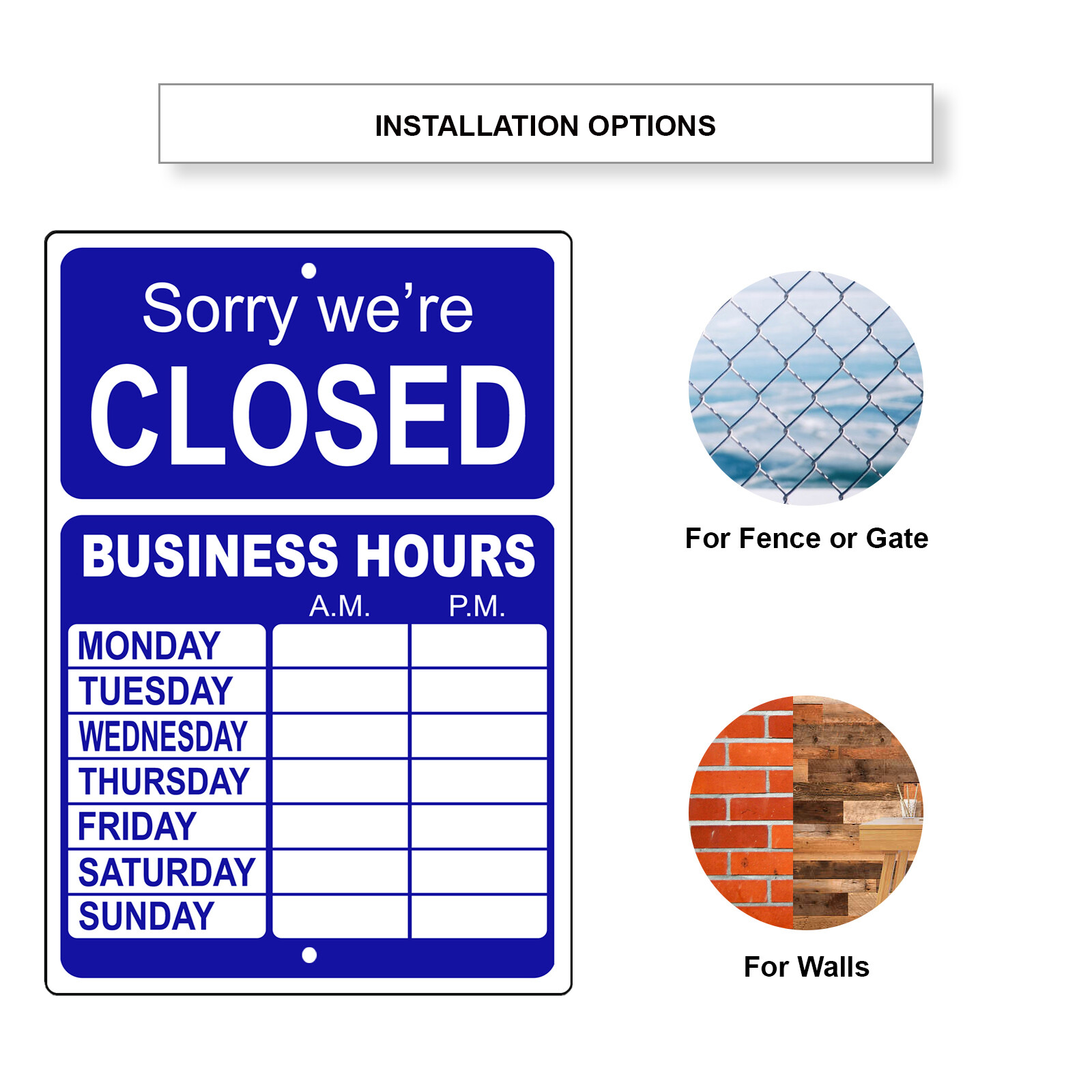 Custom Sign Sorry We’re Closed Your Own Business Custom Hours Aluminum Tin Sign