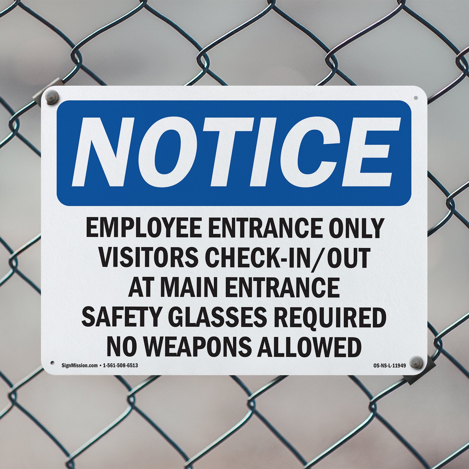 Employee Entrance Only Visitors Check OSHA Notice Sign Or Decal – 5 or 10 Pack