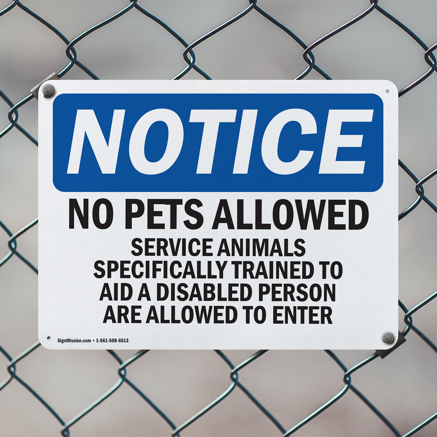(2 Pack) No Pets Service Animals Allowed OSHA Notice Sign Decal Metal Plastic