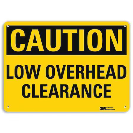 Lyle U4-1516-Ra_14X10 Caution, Low Overhead Clearance, 10 In X 14 In,