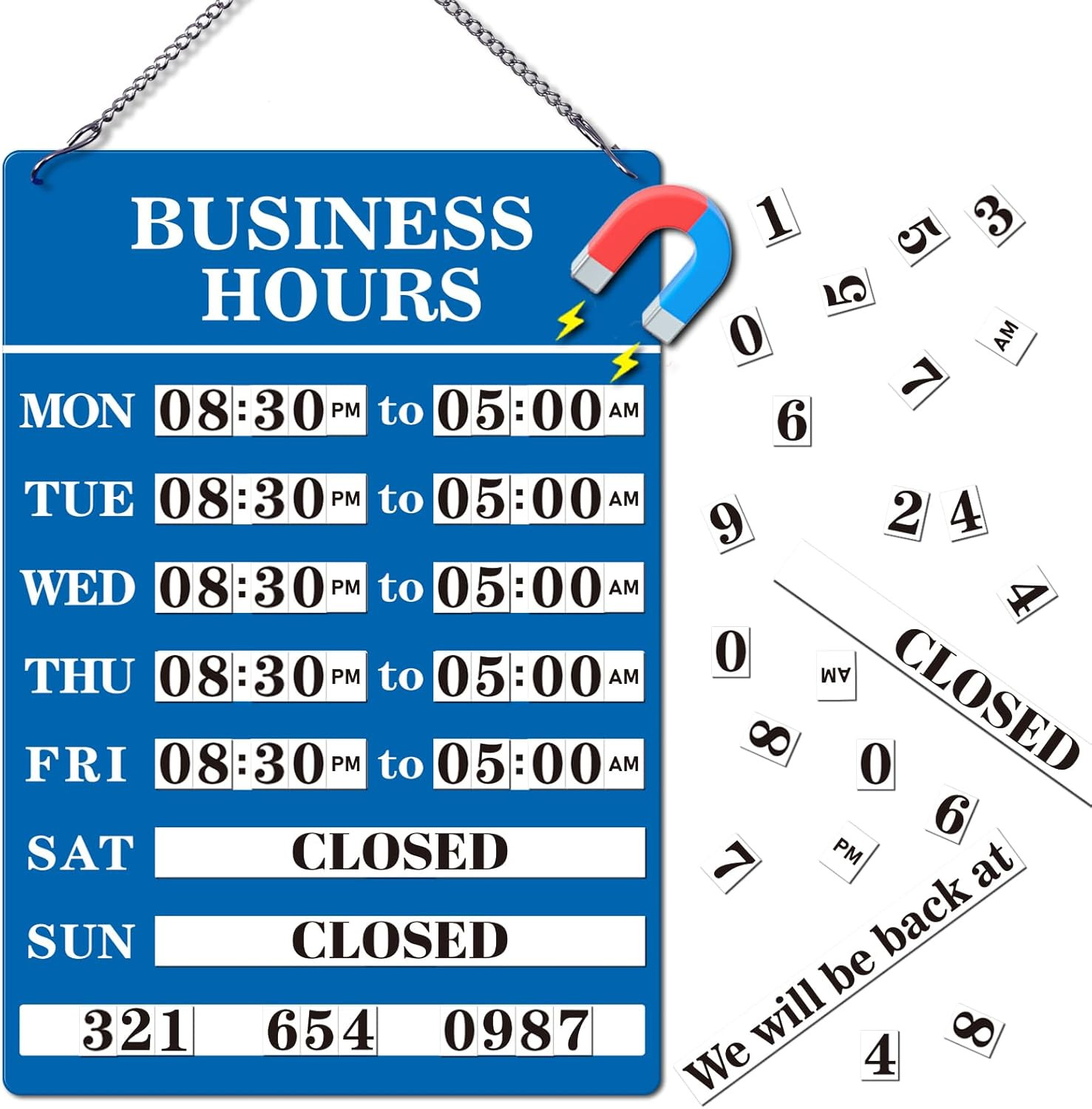 Magnetic Changeable Business Hours Sign, Metal Hours of Operation Signs for Busi