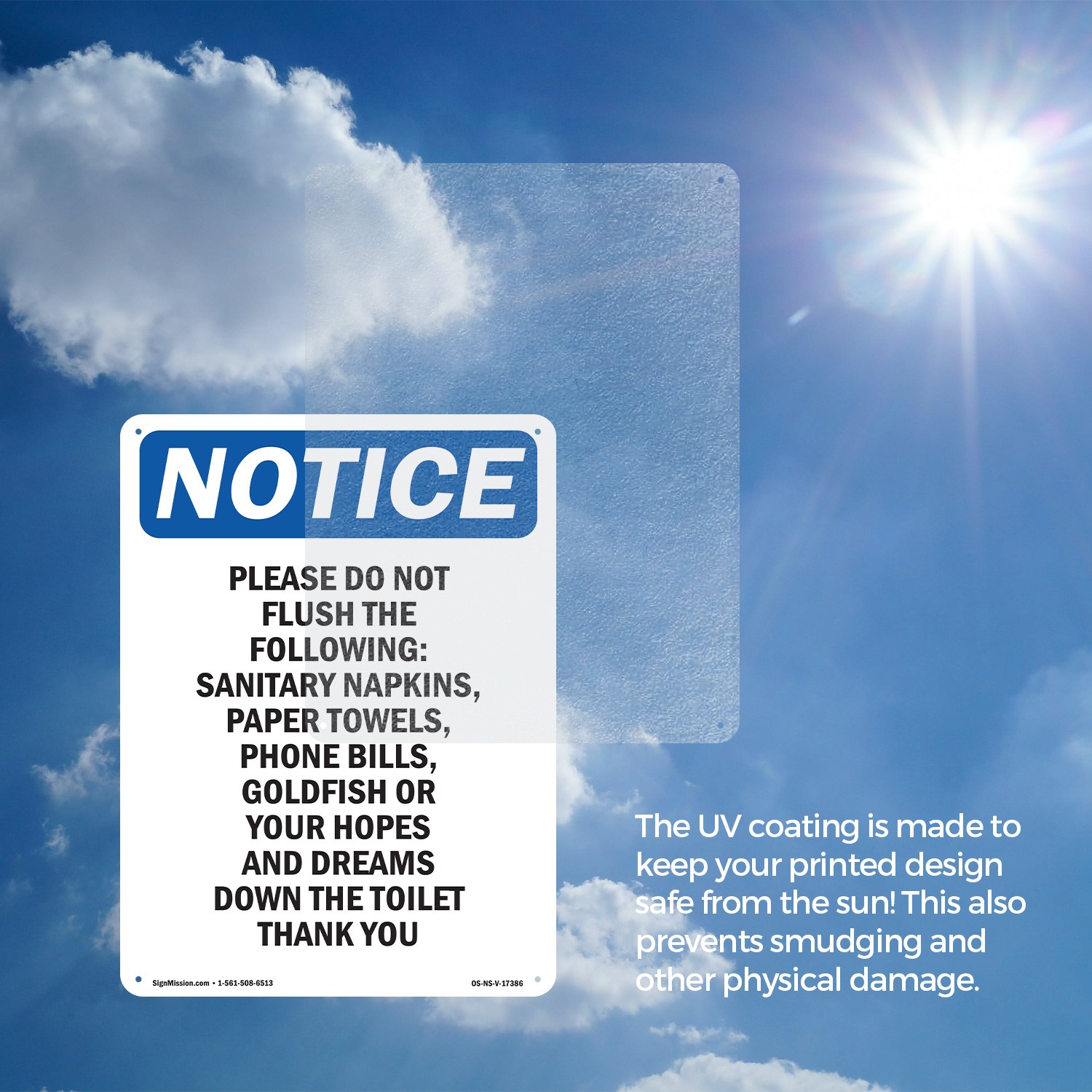 Please Do Not Flush The Following OSHA Notice Sign Metal, Decal – 5 or 10 Pack