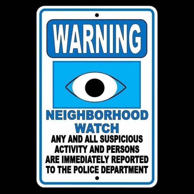 Warning Neighborhood Watch Suspicious Activity Reported To Police Sign / Decal