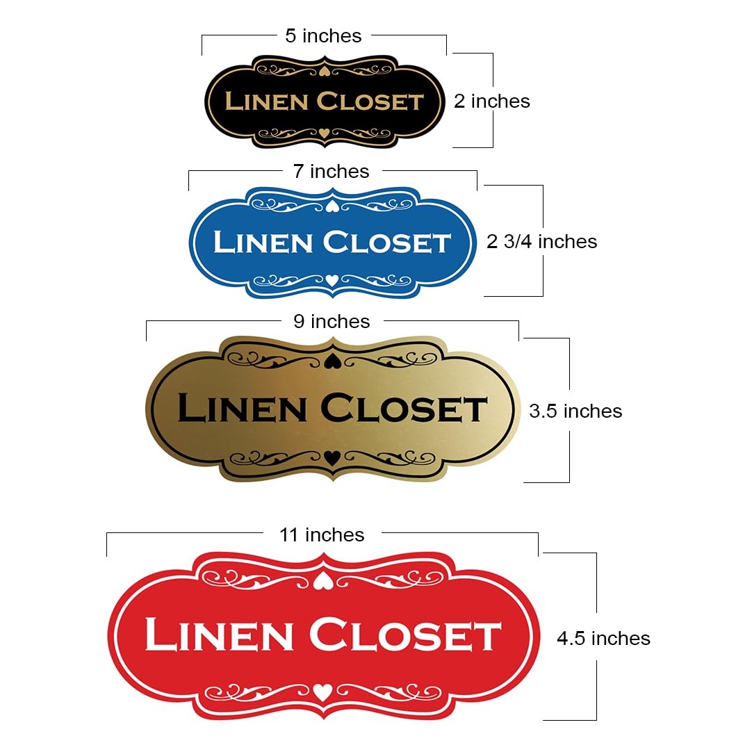 Designer Linen Closet Sign Black Small Decorative Wall Door Label Plaque Home