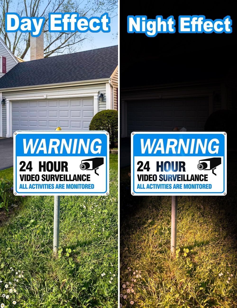 Video Surveillance Sign 4-Pack 12″ X 8″ Security Camera Sign Reflective and