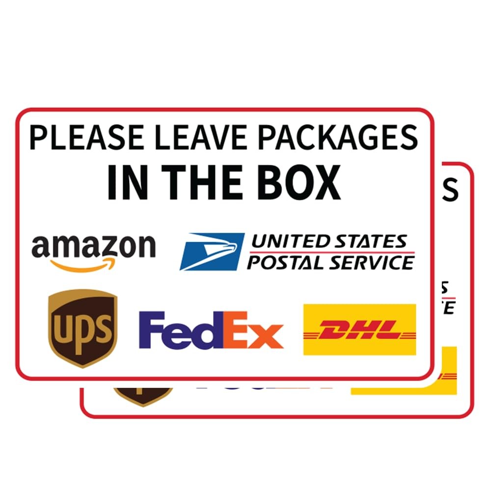 2-Pack Please Leave Packages In The Box Sticker Decal 2-Pack Delivery Sign Wa…