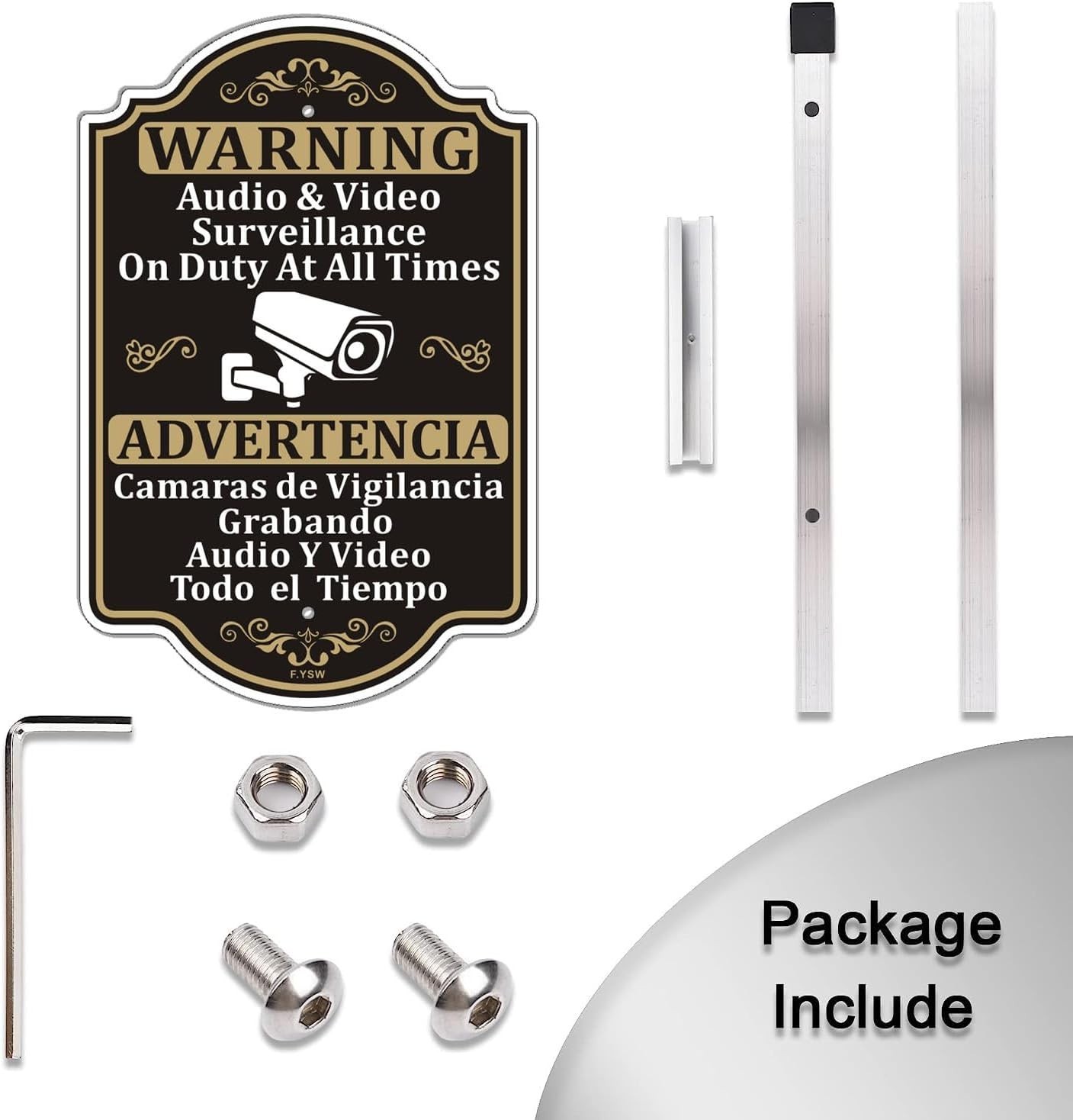 Warning Audio & Video Surveillance On Duty At All Times Bilingual English Spa…