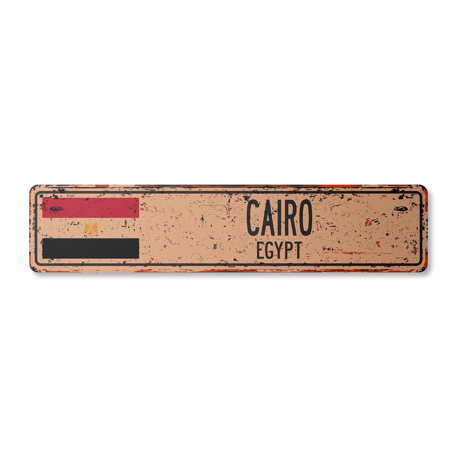 CAIRO EGYPT Vintage Street Sign Egyptian flag city country road wall rustic gift