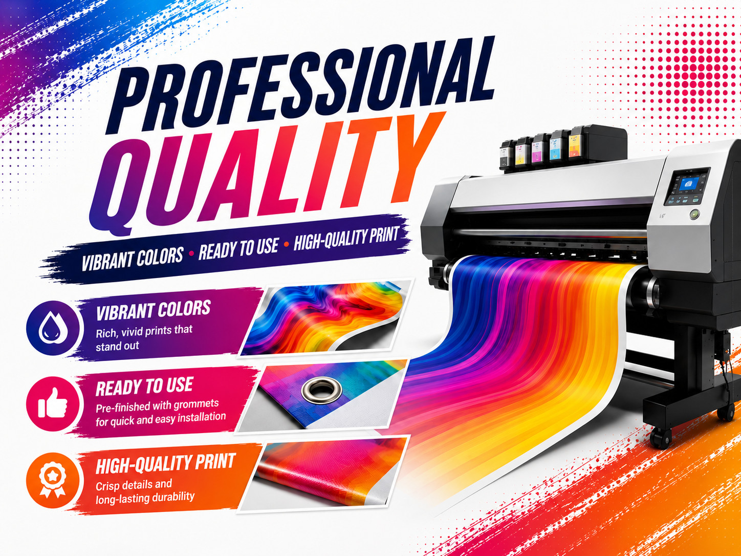 Custom Vinyl Banner Waterproof UV Resistant 13oz Heavy Duty Fast Production USA