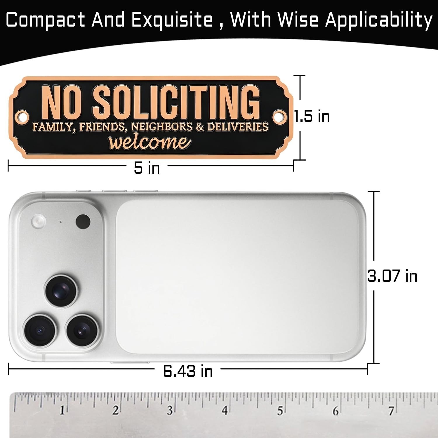 Brass No Soliciting Sign – Elegant Welcome Door Sign for Home & Office