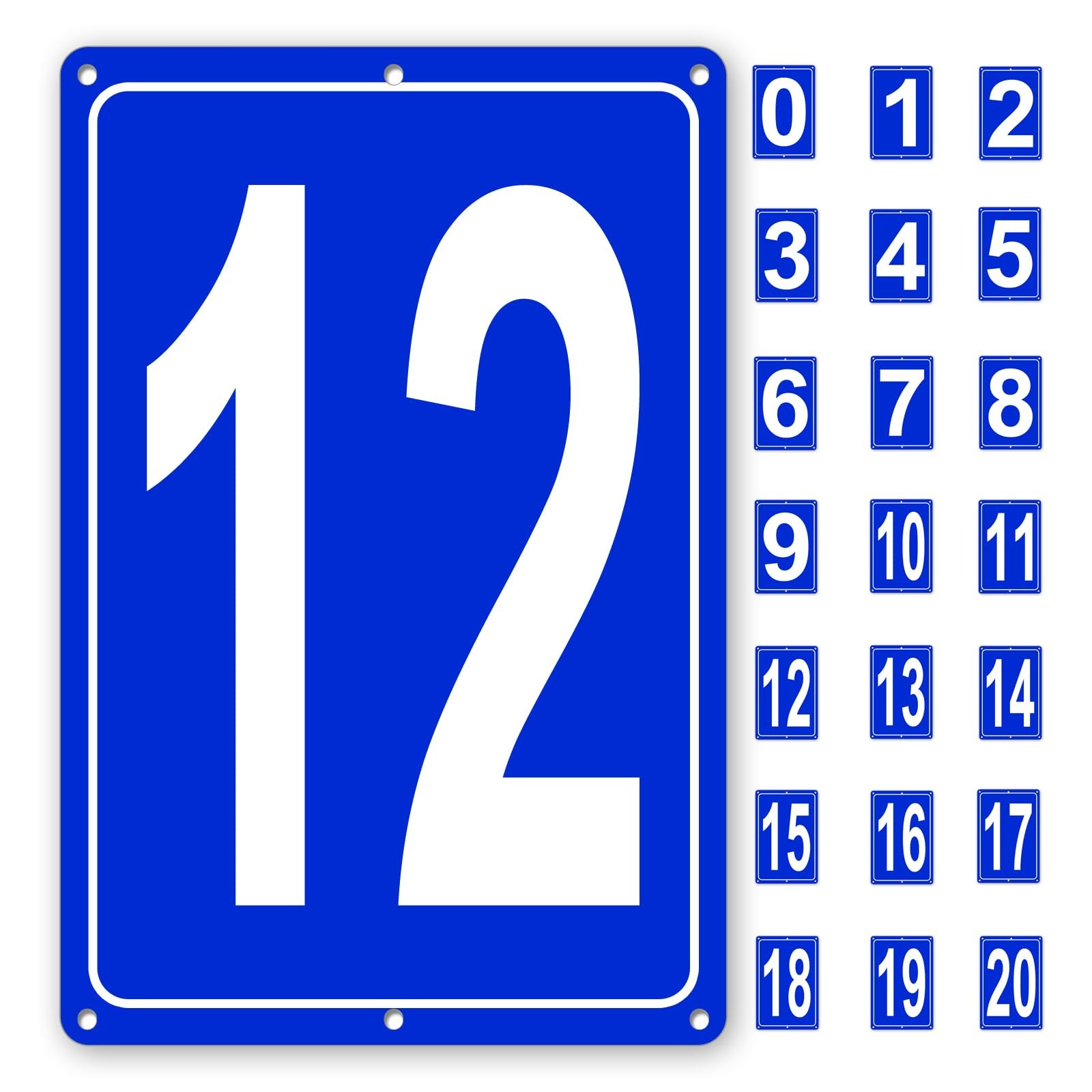 Numbered Sign 12 Aluminum Number Signs 12×8 Inch Tennis Court Parking Lot
