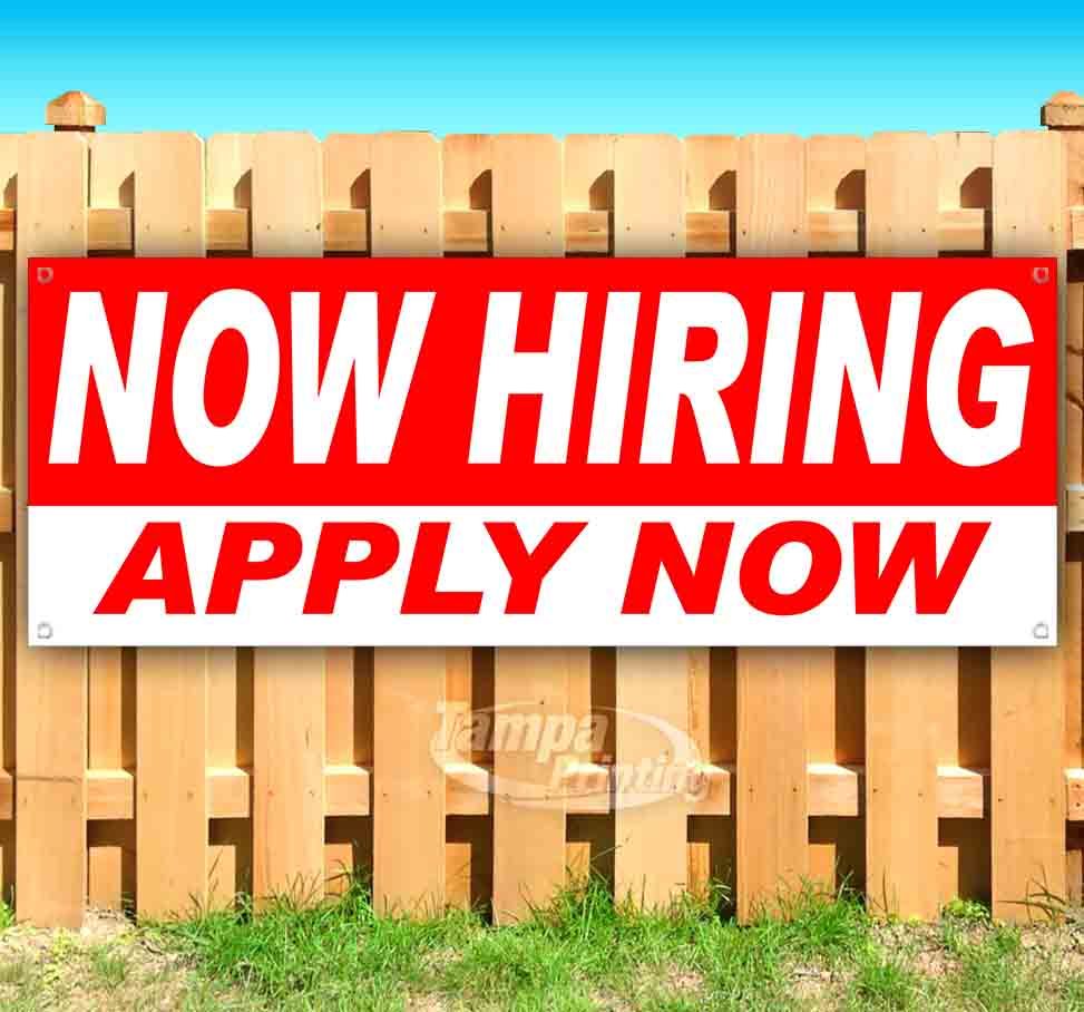NOW HIRING APPLY NOW Advertising Vinyl Banner Flag Sign Many Sizes USA