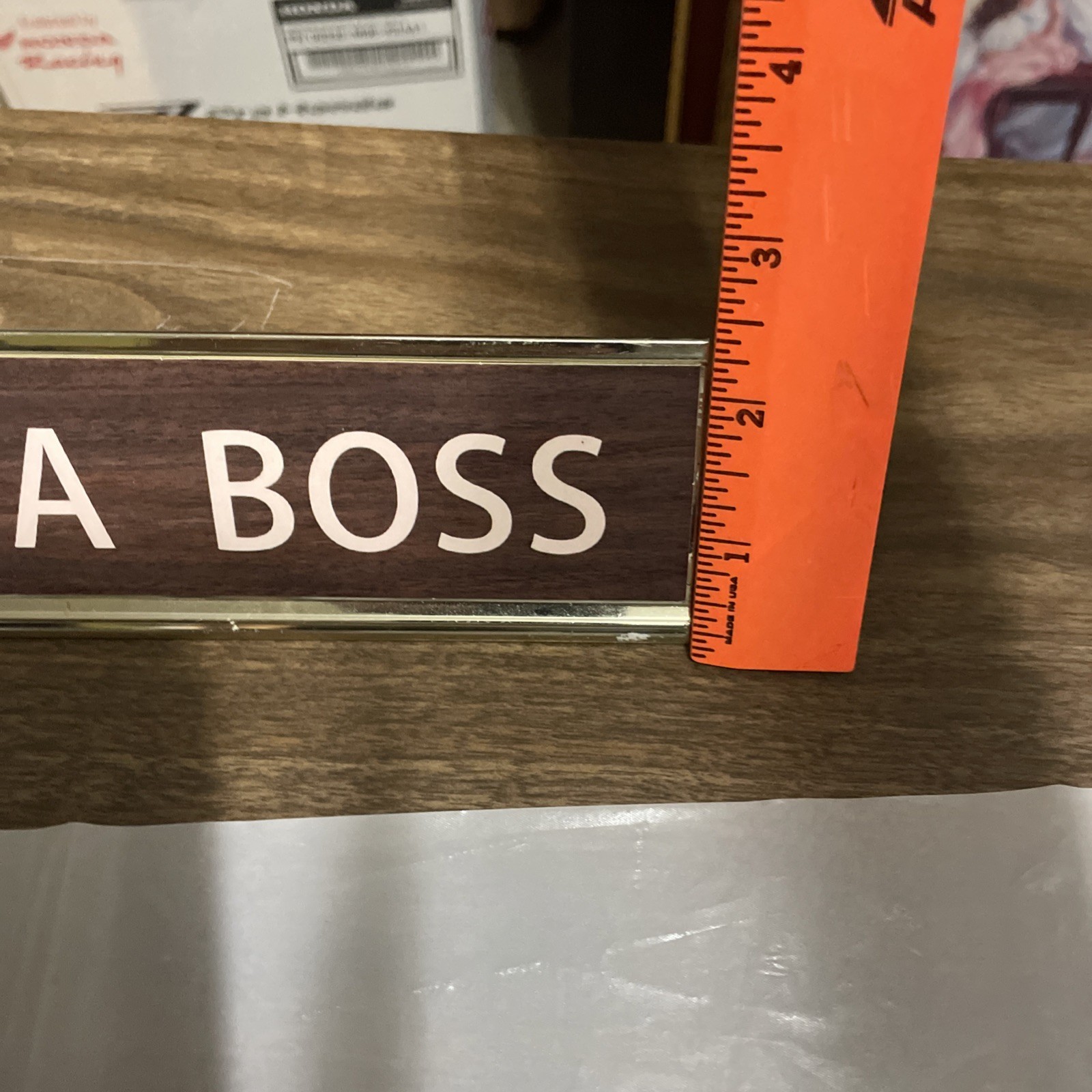 Faux Wood Grain “Like a Boss” Office Desk Sign, novelty nameplate funny C8