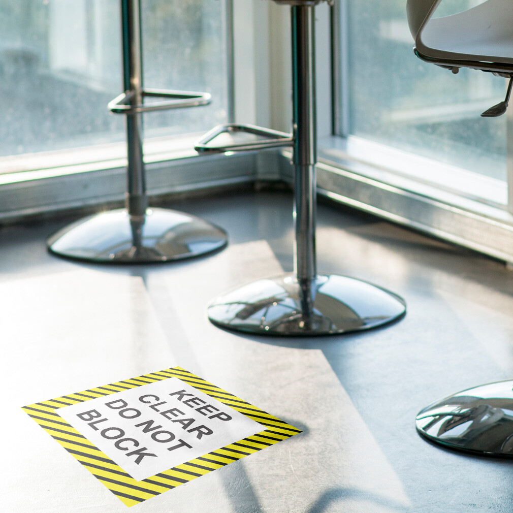 Floor Decals Keep Clear Do Not Block Black Yellow Anti-Slip Vertical Shape