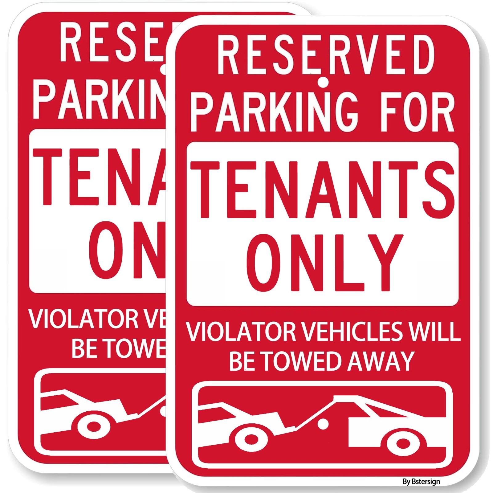 Large Reserved Tenants Parking Only Reflective Aluminum Metal Sign 18×12 2 PCS