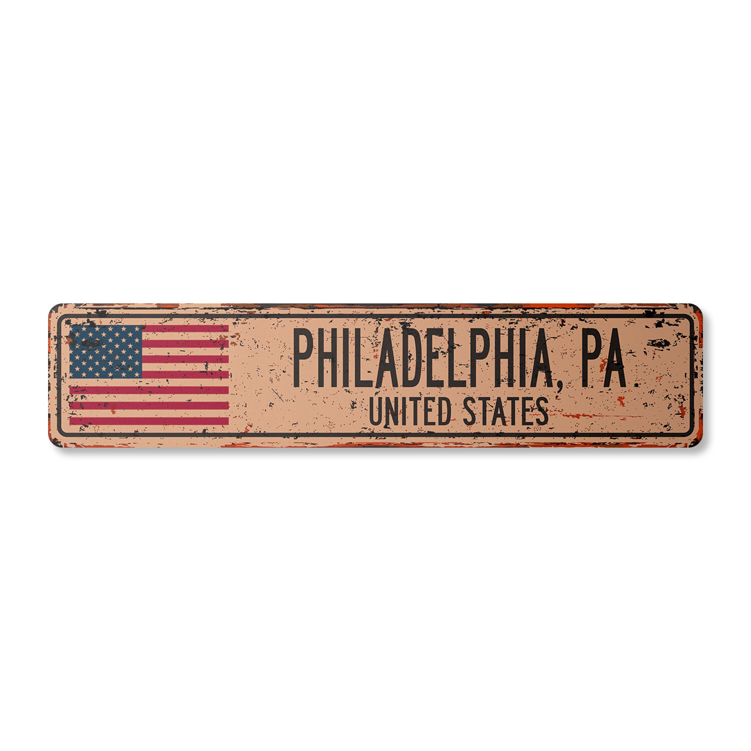 PHILADELPHIA PA UNITED STATES Vintage Street Sign American flag city country