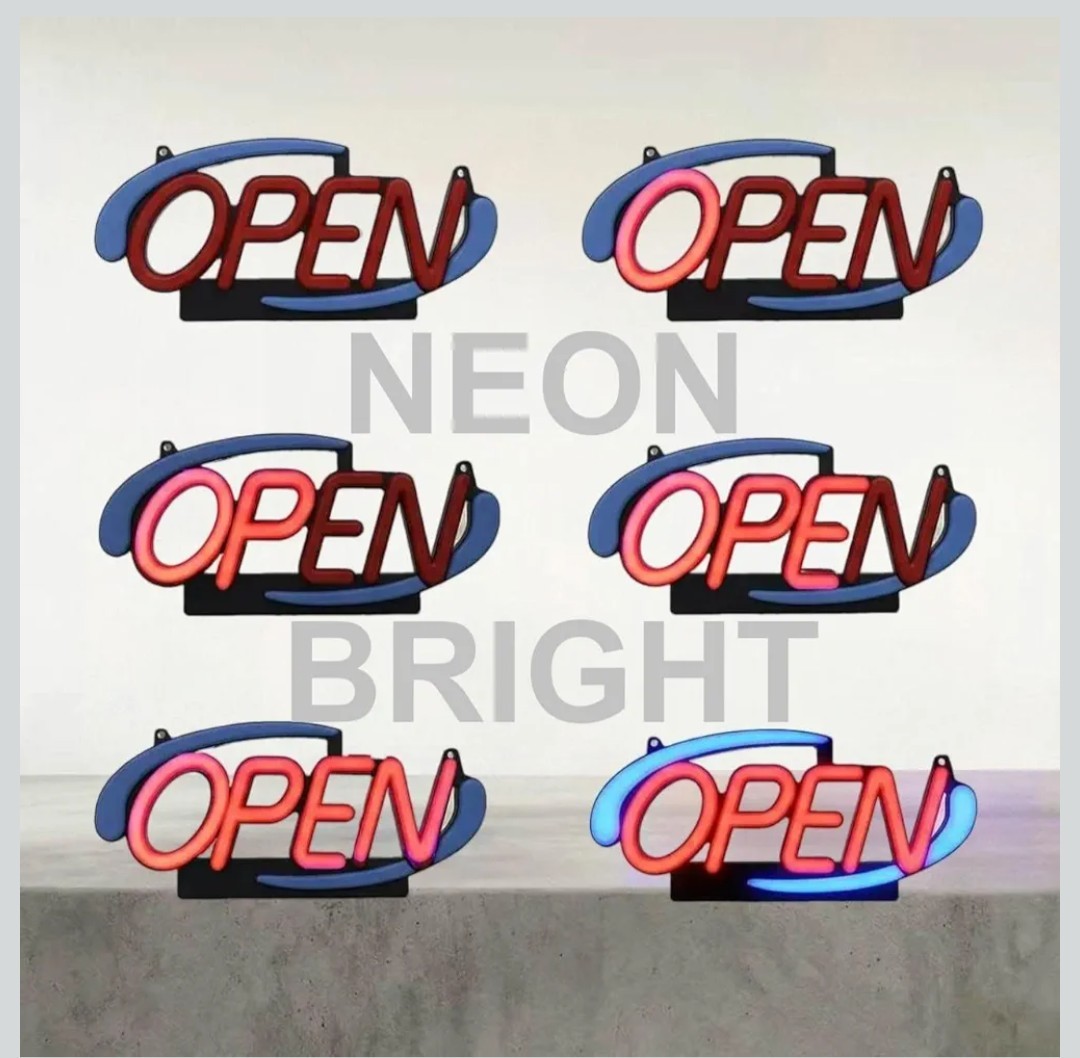 20″ Super Bright Red & Blue Option Neon LED OPEN Sign for Business