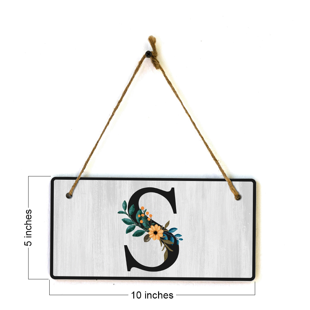 S Flower Decor 5×10 Hanging Wall or Door Sign | Alphabet Letter Room Decoration