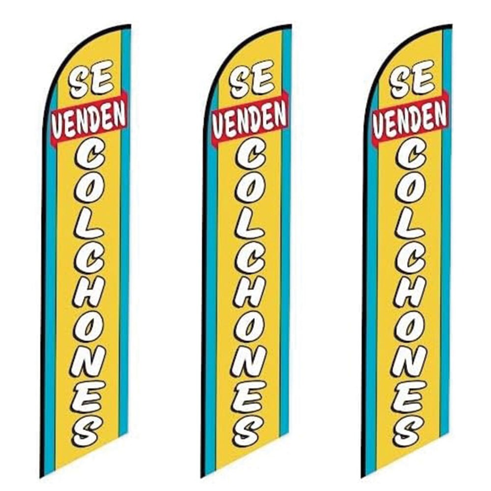 Three (3) Pack Full Sleeve Swooper Flags SE VENDEN COLCHONES Blue Yellow