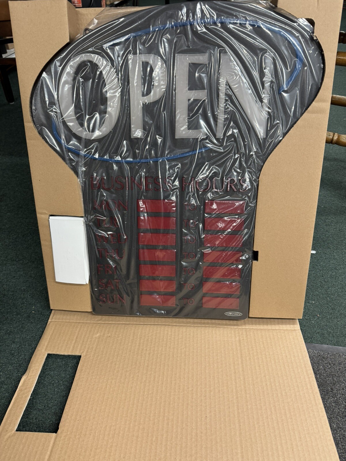 Newon Business Open Sign 4098 Lighted W/ Business Hours Red & Blue New