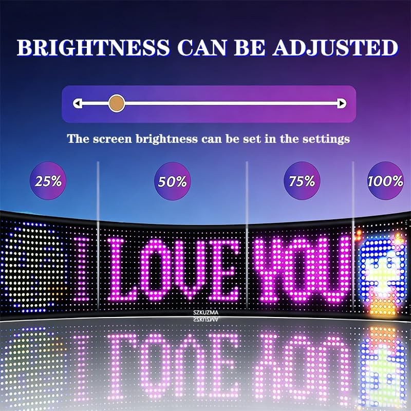 Programmable LED Matrix Sign 7×3 Inch Flexible Display for Car Desk