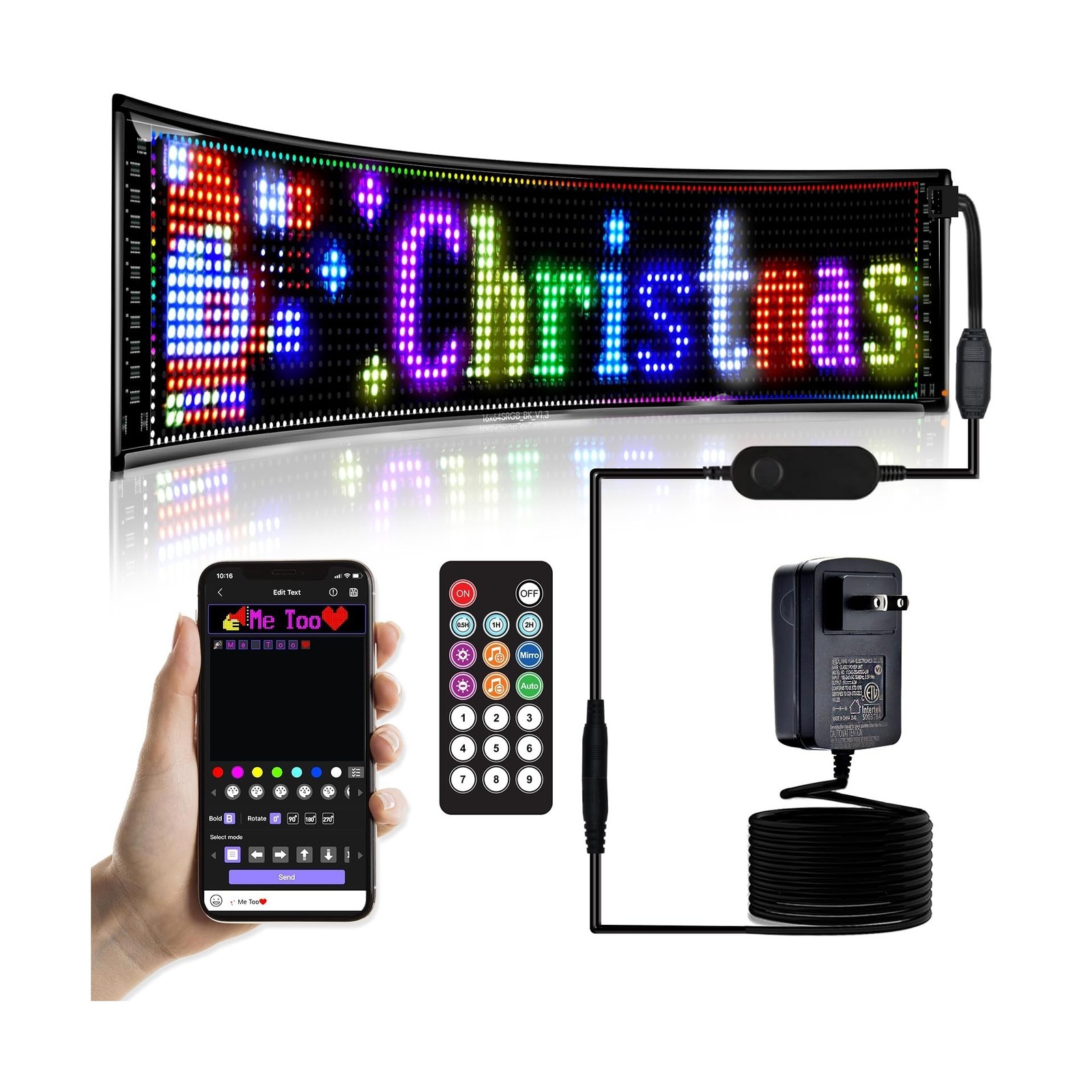 LED Sign,Programmable LED Sign,Flexible Scrolling LED Message Display,Bluetoo…