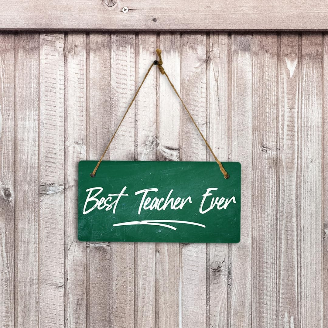 Best Teacher Ever 5×10 Hanging Plus Wall or Door Sign | Classroom & Office Décor