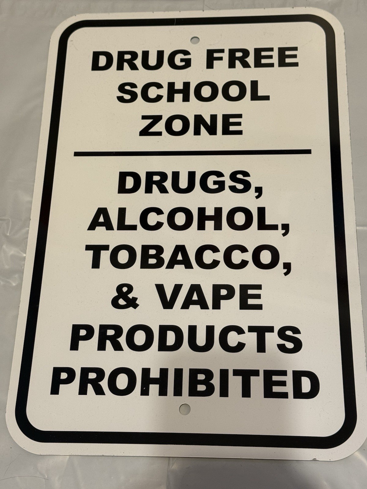 Drug Free School Zone Drugs Alcohol & Tobacco Heavy Gauge Metal Parking Sign