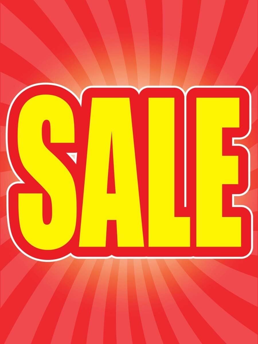 Sale | Retail Window Display Sign | 18″W x 24″H