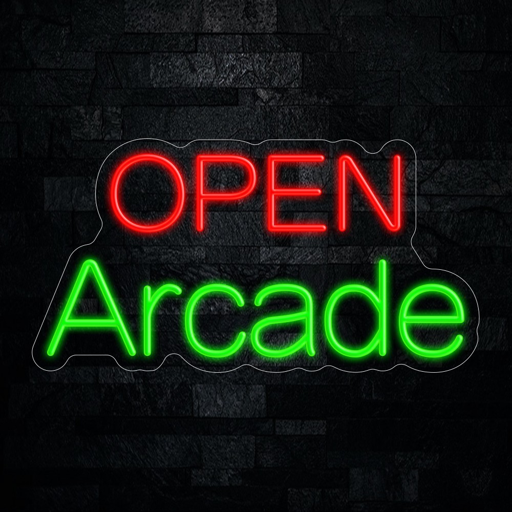 Arcade Open LED Neon Sign 21″L x 11″H #25107