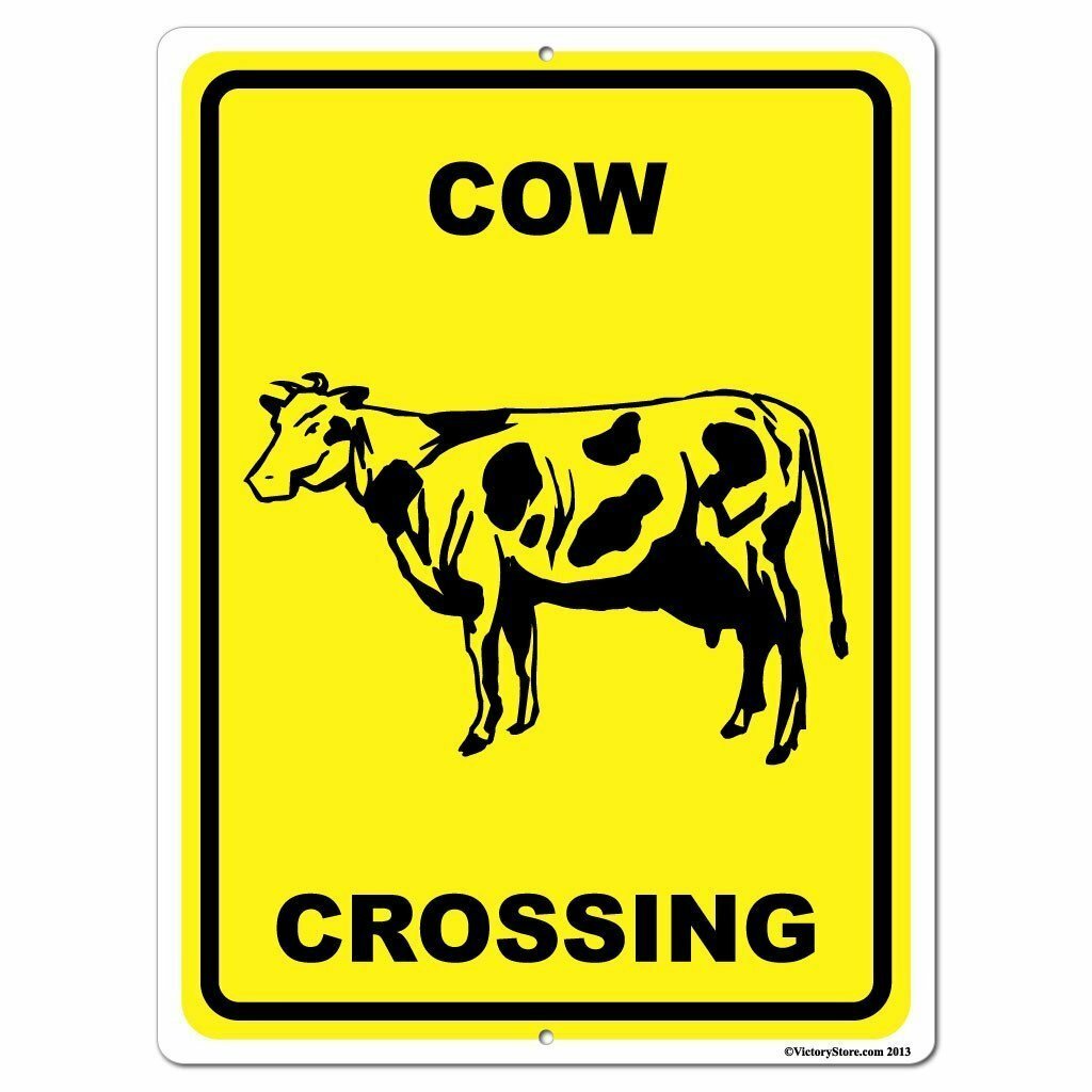 Cow Crossing Sign or Sticker – Multiple Size & Material Options!