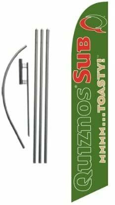 Quiznos Sub (green) 15ft Feather Banner Swooper Flag Kit – INCLUDES 15FT POLE…