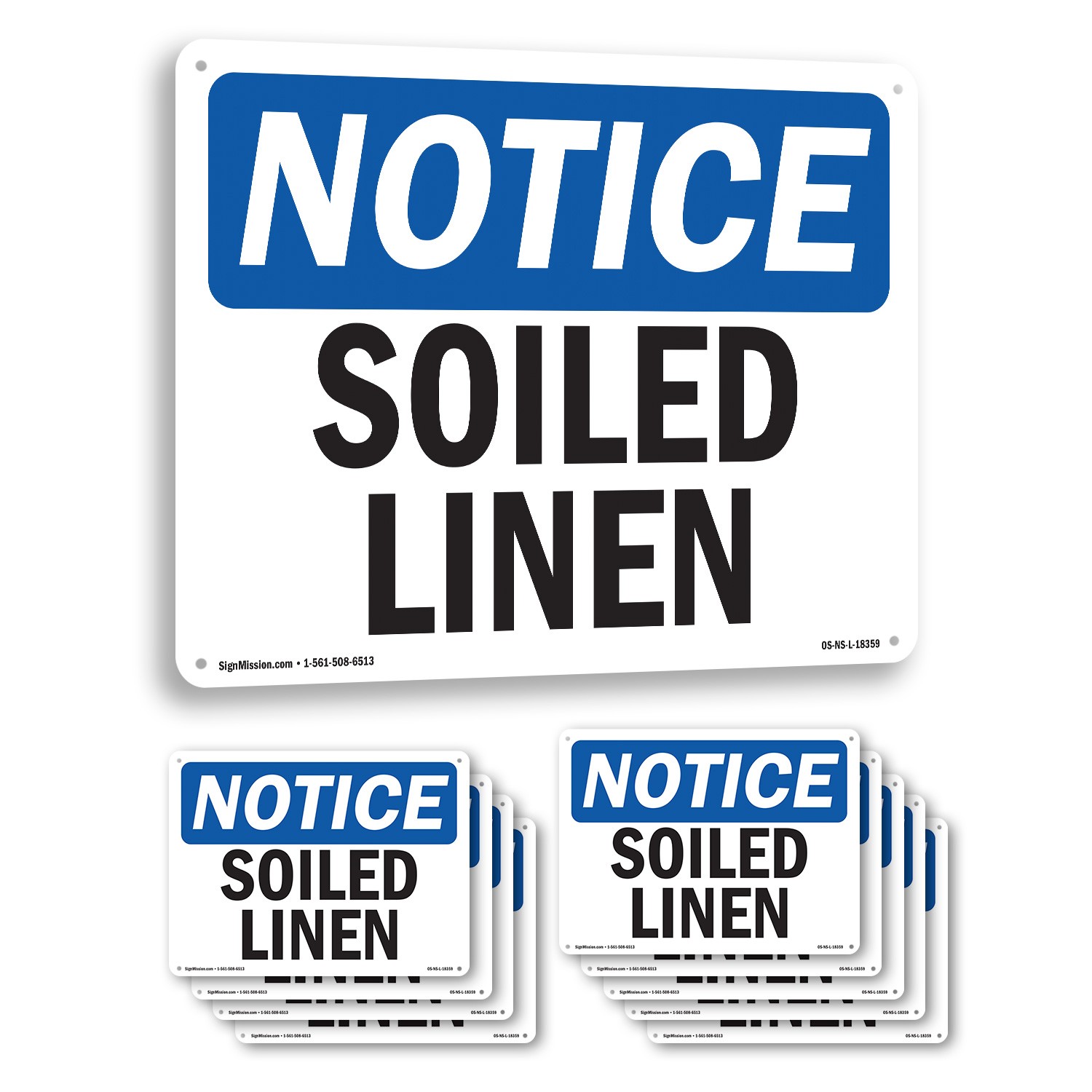 Soiled Linen OSHA Notice Sign Metal, Plastic, Or Decal – 5 or 10 Pack