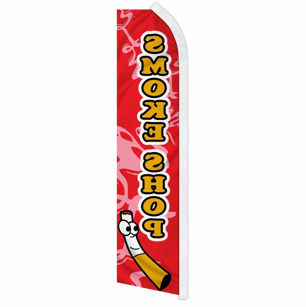 “SMOKE SHOP” advertising super flag swooper banner business sign e-cig vapor rd