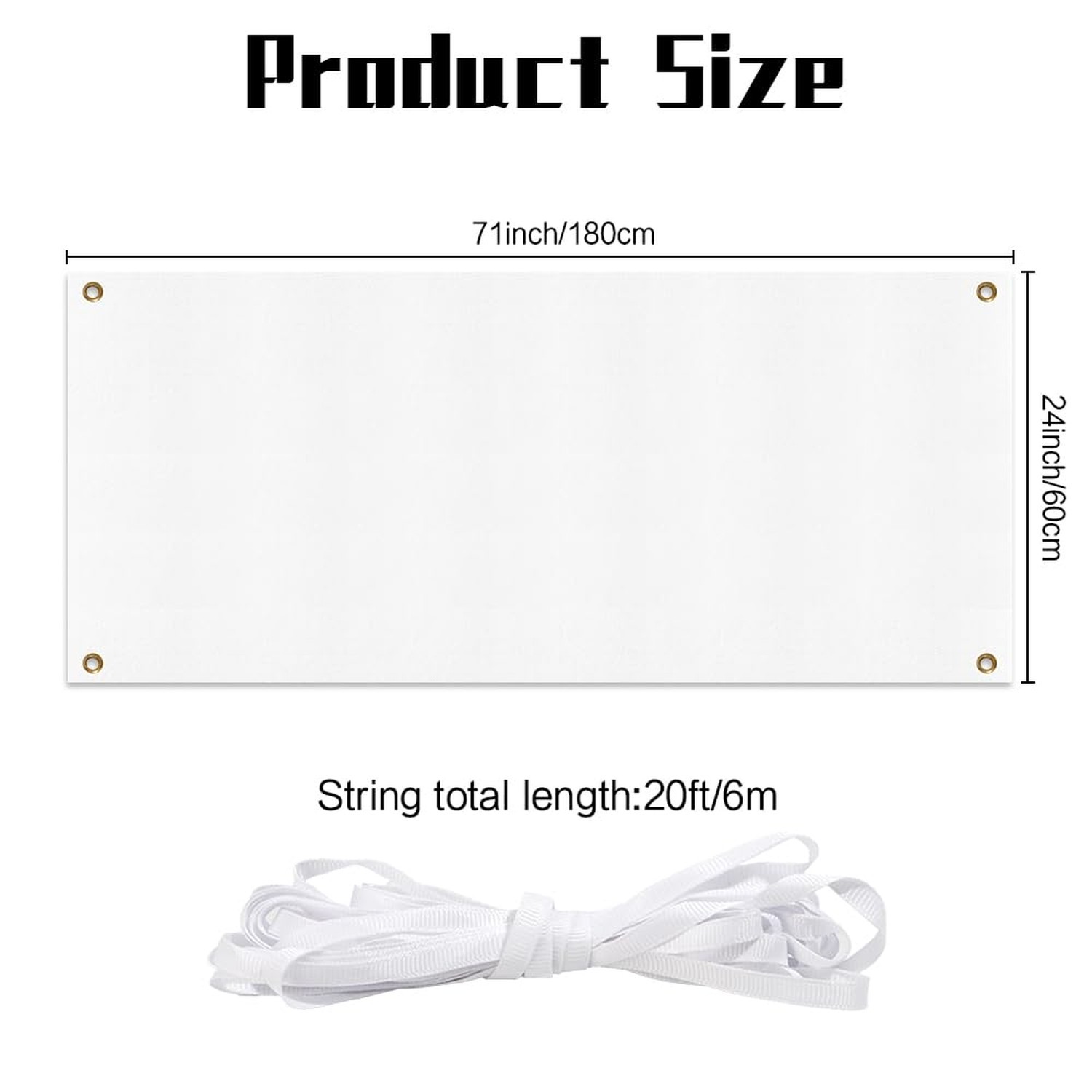 Large Banners and Signs, Vinyl Banner Blank 2×6 Ft, White Polyester Oxford Cl…