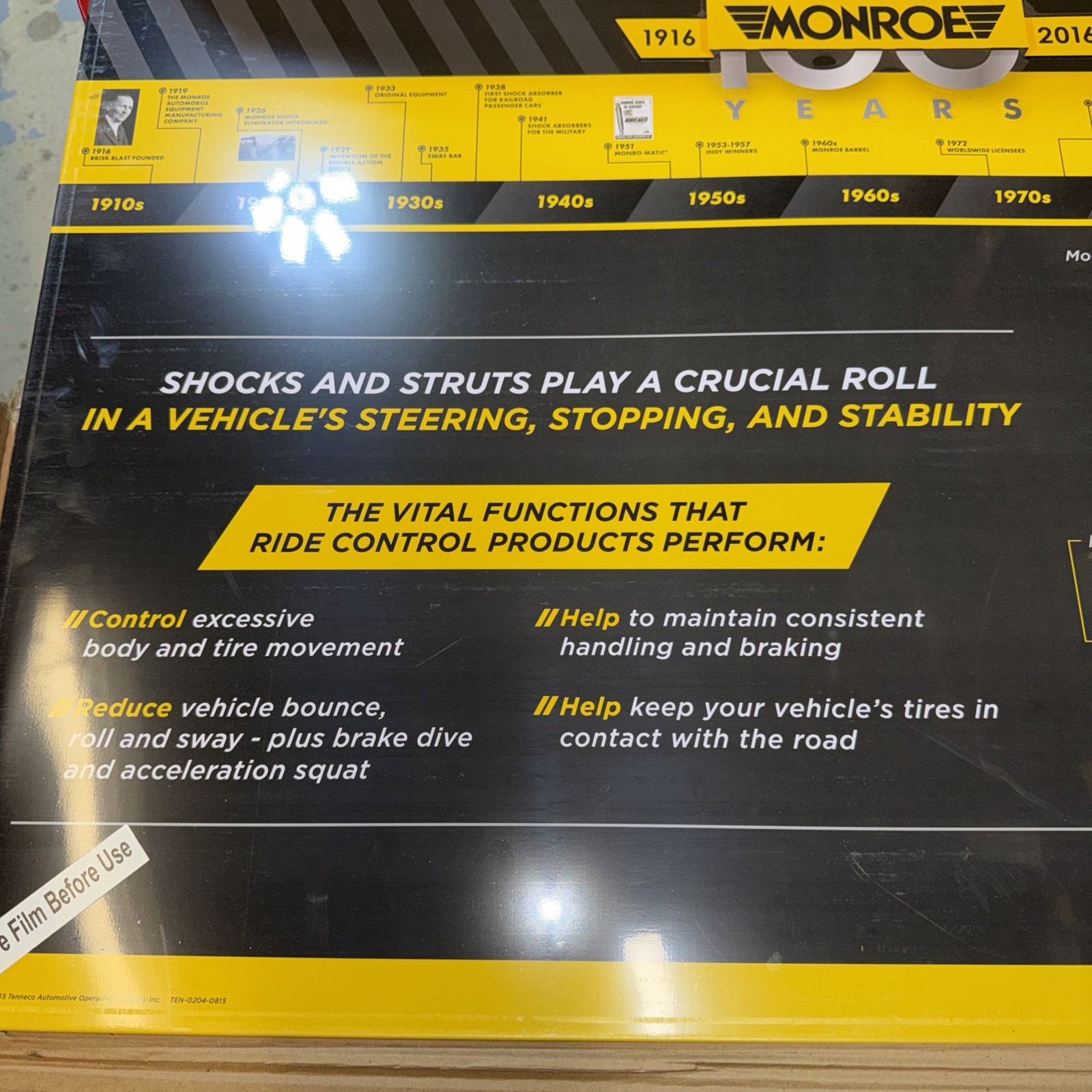 Monroe SHOCKS & STRUTS 100TH ANNIVERSARY Metal Sign Large 35” Long