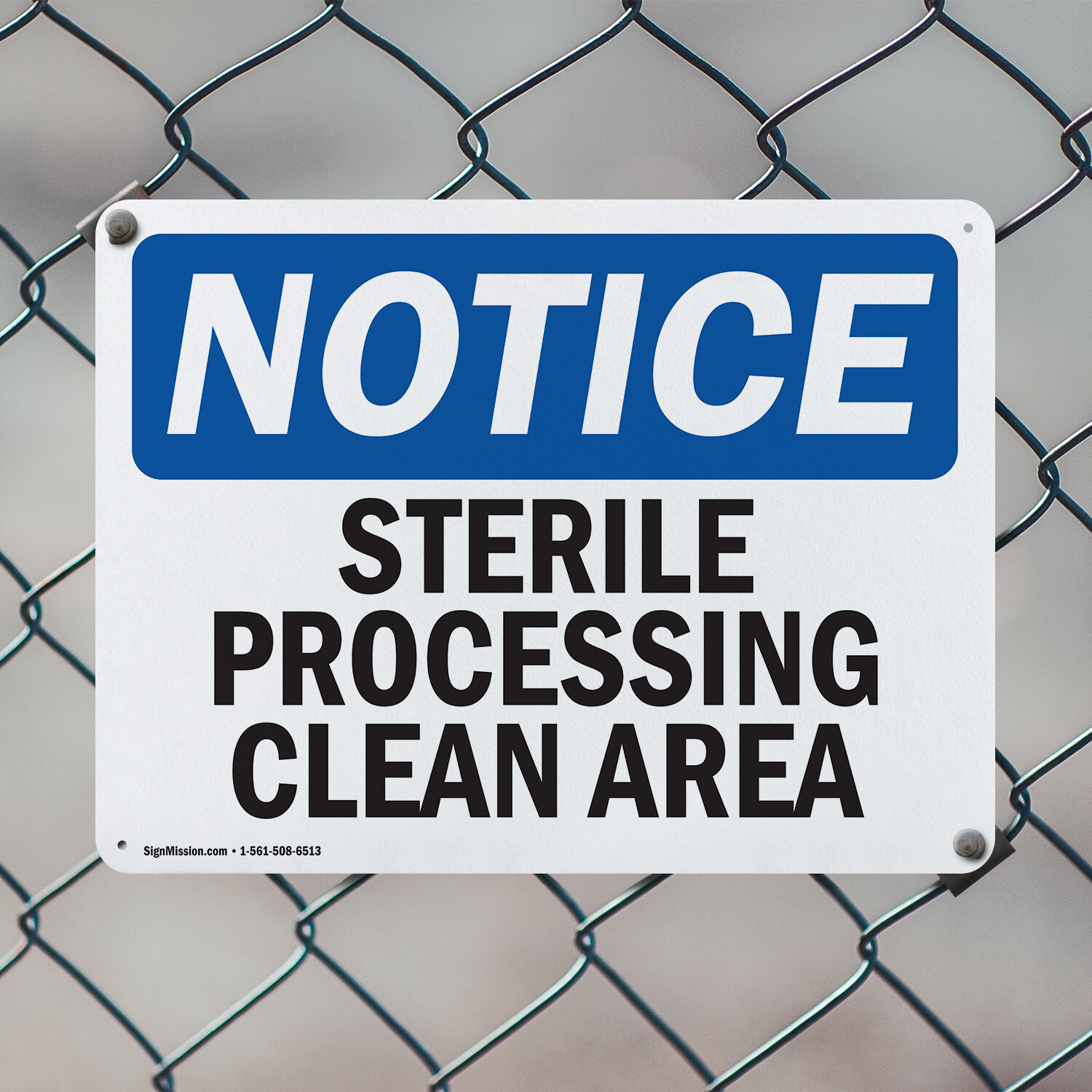 (2 Pack) Sterile Processing Clean Area OSHA Notice Sign Decal Metal Plastic